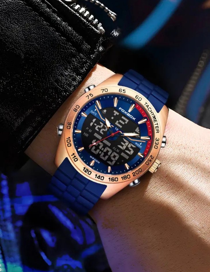 SIFIR KUTUSUNDA, ORJİNAL FOXBOX DİJİTAL ve ANALOG KOL SAATİ - Görsel 3