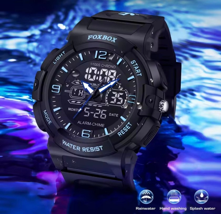 SIFIR KUTUSUNDA, ORJİNAL FOXBOX DİJİTAL ve ANALOG KOL SAATİ - Görsel 4