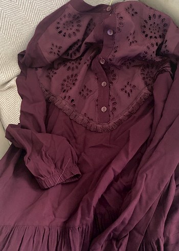 xs Beden bordo Renk Bordo Nakışlı Volanlı Hamile Bluzu