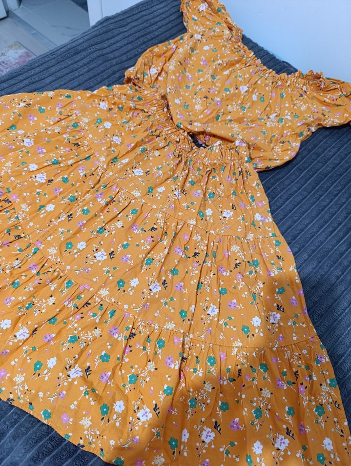 Sarı Çiçek Desenli etekli takım - Görsel 2