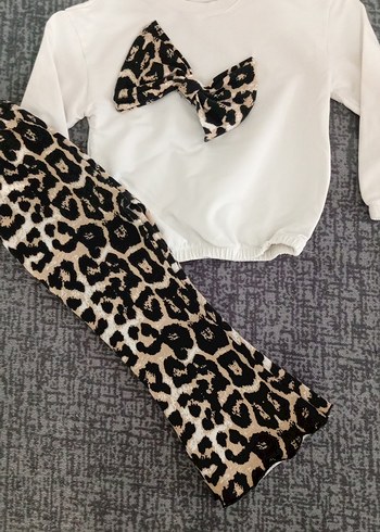 Leopar Desenli Bebek Kız Takımı