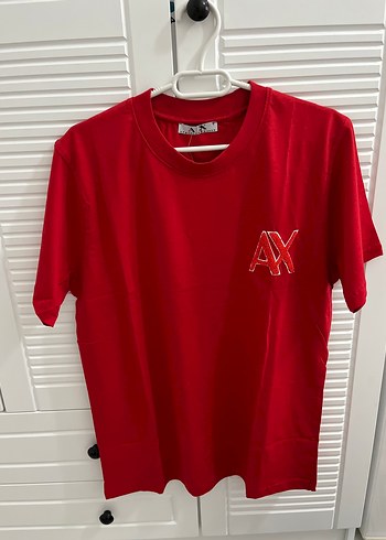 Armani Canli Kirmizi Armani Logo Tisort