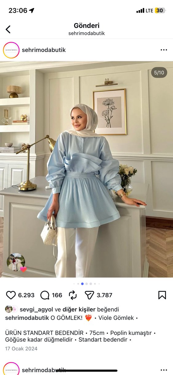 Mavi Mini Drapeli gömlek - Görsel 2