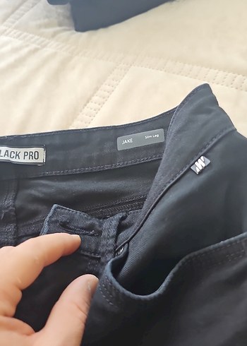 m Beden Mavi Siyah Düğmeli Denim Jean