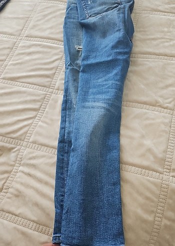 m Beden Mavi Düğmeli Denim Pantolon