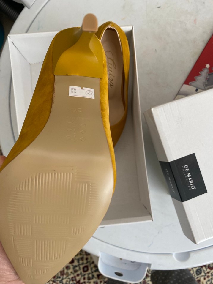 Sarı Süet Stiletto Kadın Ayakkabı - Görsel 4