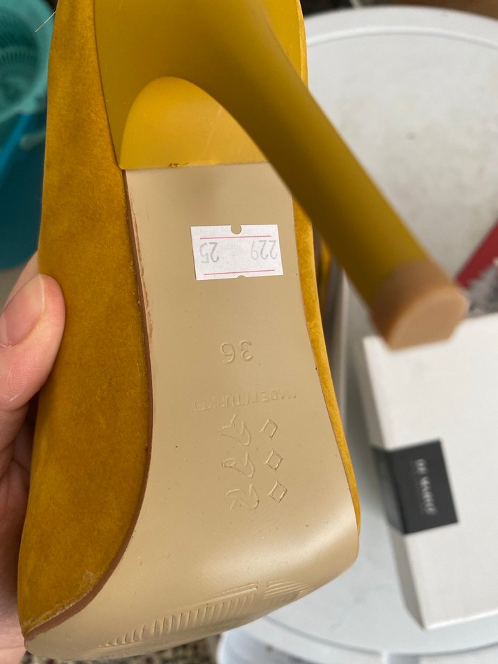 Sarı Süet Stiletto Kadın Ayakkabı - Görsel 5