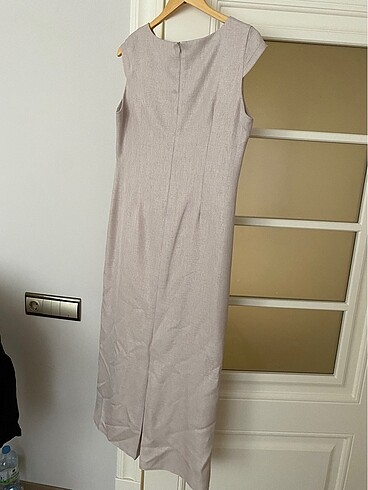 Pudra rengi ceketli tesettür abiye - Görsel 5