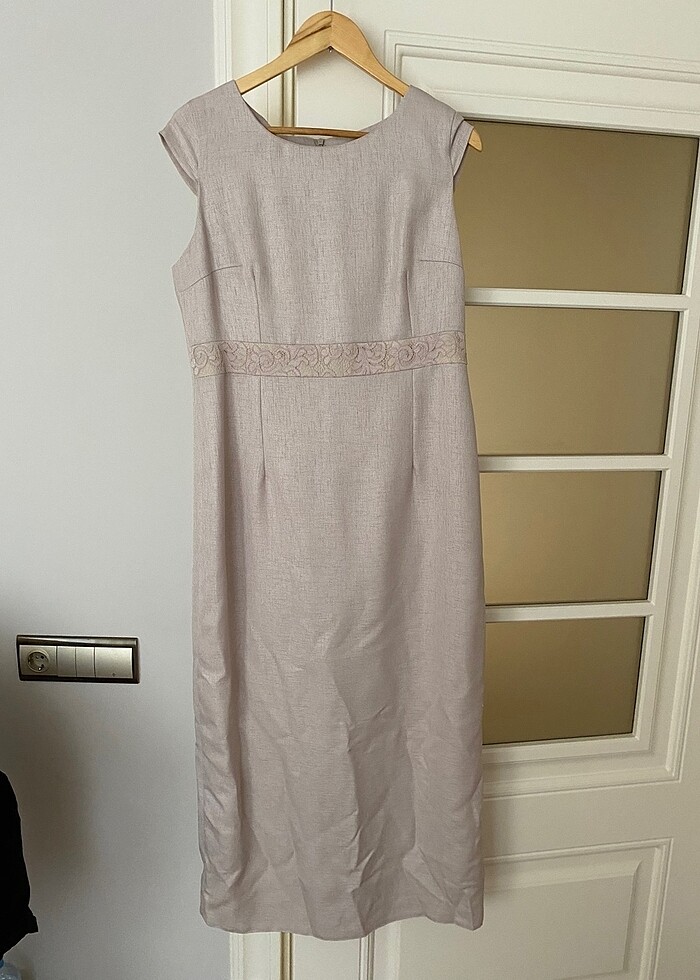 Pudra rengi ceketli tesettür abiye - Görsel 3