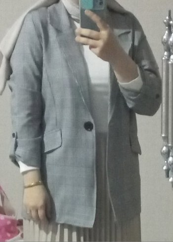 gri desenli blazer ceket