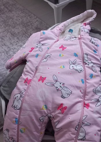LC Waikiki Kürklü Pembe Tavşan Desenli Bebek Tulumu