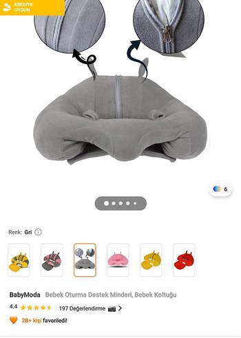 BabyModa Gri Bebek Oturma Destek Minderi