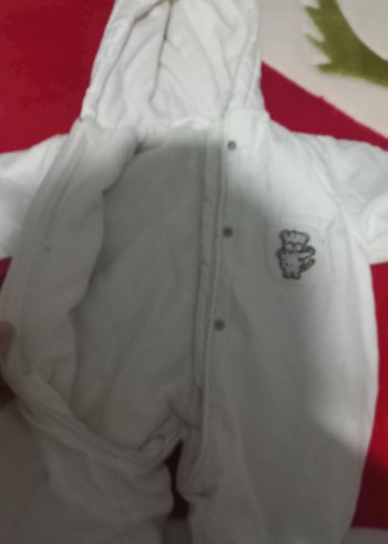 Bebek Beyaz Polar Kapüşonlu Tulumu - Görsel 2