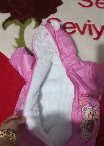 Kürklü Kapüşonlu Pembe Bebek Tulumu - Görsel 5