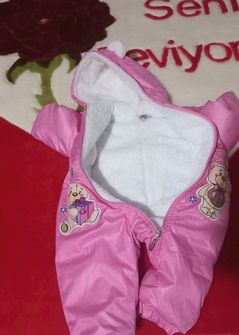 Kürklü Kapüşonlu Pembe Bebek Tulumu - Görsel 4