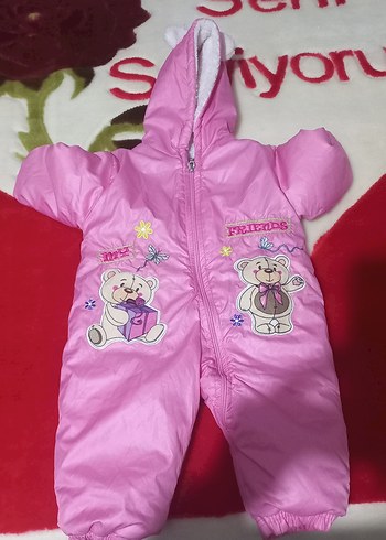 Kürklü Kapüşonlu Pembe Bebek Tulumu - Görsel 3