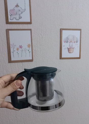 Gri Cam Demlik ve Çay Süzgeci - Görsel 2