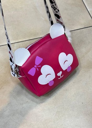 Kırmızı Baskılı Fermuarlı Kız Çanta - Görsel 3