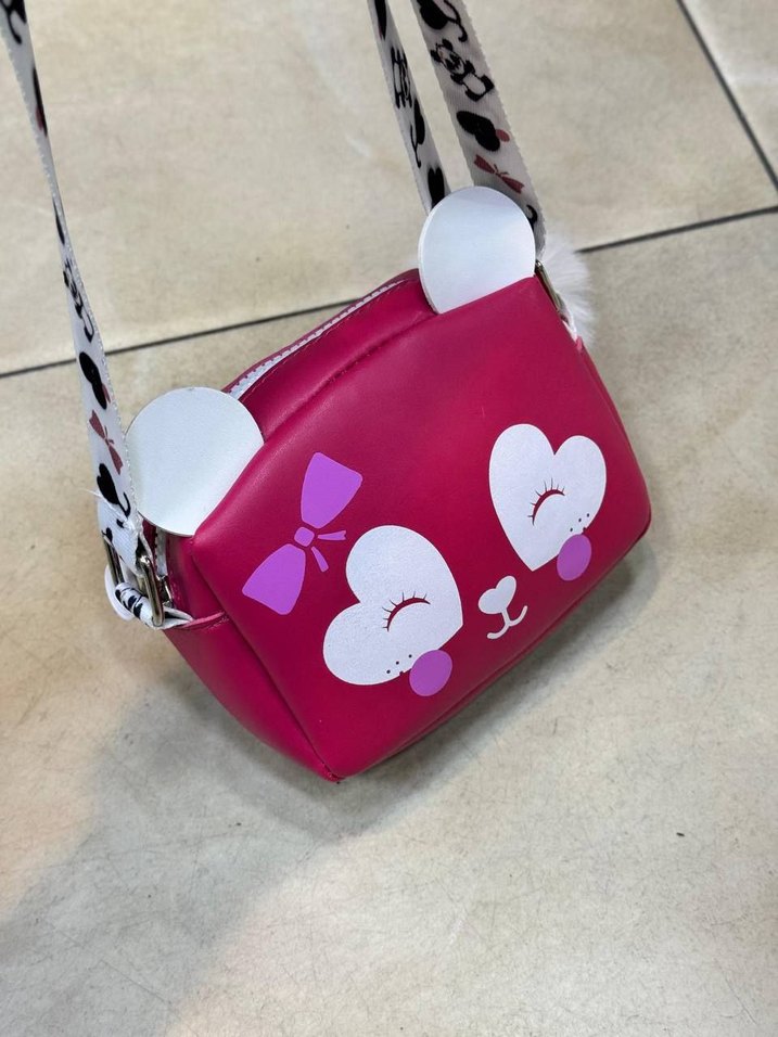Kırmızı Baskılı Fermuarlı Kız Çanta - Görsel 3