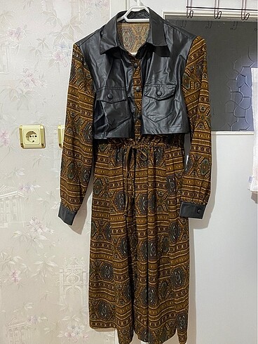 Deri yelekli elbise / tunik