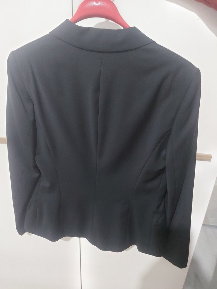 Düğmeli Siyah Kadın Ofis Blazeri - Görsel 2