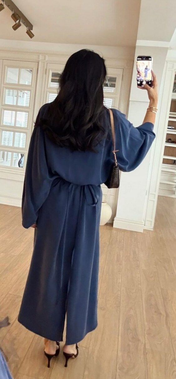 Uzun Kollu Bej Ofis Elbisesi - Görsel 2