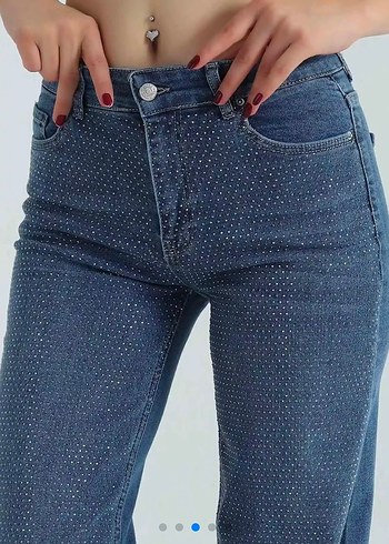 Lacivert Taşlı Palazzo Pantolon - Görsel 2