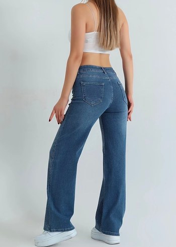 Lacivert Taşlı Palazzo Pantolon - Görsel 3