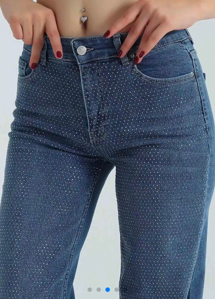 Lacivert Taşlı Palazzo Pantolon - Görsel 2