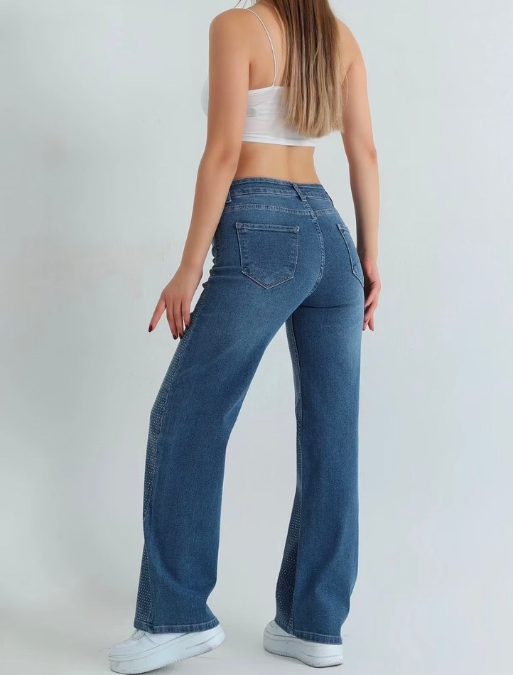 Lacivert Taşlı Palazzo Pantolon - Görsel 3