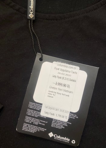 l Beden siyah Renk Columbia erkek tshirt