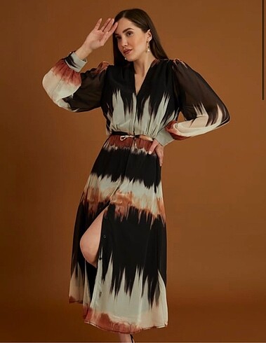 Diğer Batik desen şifon elbise
