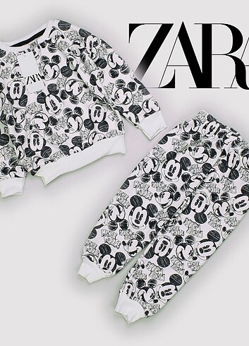 Zara Mickey siyah beyaz takım 