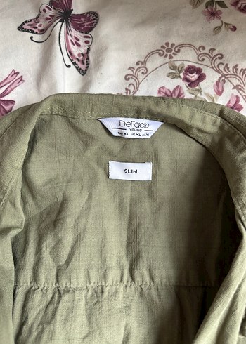Defacto Haki Slim Fit Gomlek