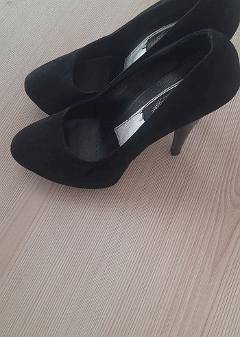 38 Beden Siyah Süet Platform Topuklu Stiletto