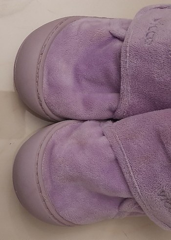 Kız Çocuk Mor Peluş Cırtlı Ev Terliği - Görsel 2