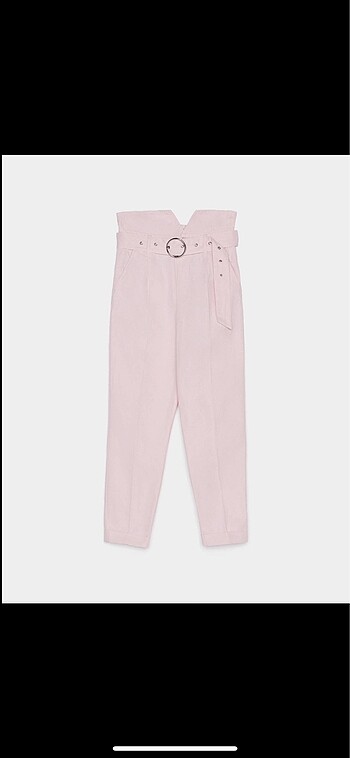 l Beden pembe Renk Bershka paperbag pantolon