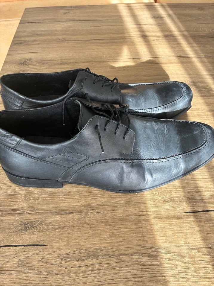 Siyah Deri Erkek Klasik Ofis Ayakkabısı 47 numara - Görsel 2