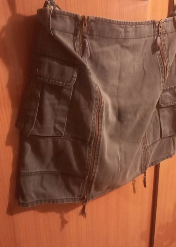 l Beden Twist Gri Denim Mini Etek