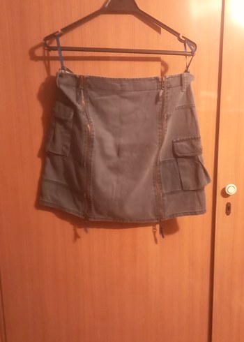 Twist Gri Denim Mini Etek