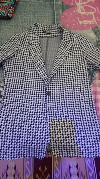 Kaz ayağı desenli blazer ceket 