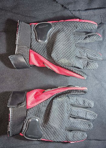 Kırmızı Desenli Erkek Biker Eldiveni - Görsel 2