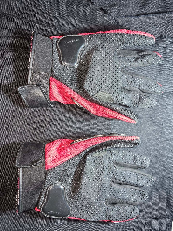 Kırmızı Desenli Erkek Biker Eldiveni - Görsel 2