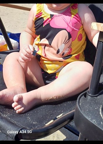 Sarı Minnie Mouse Bebek Mayo