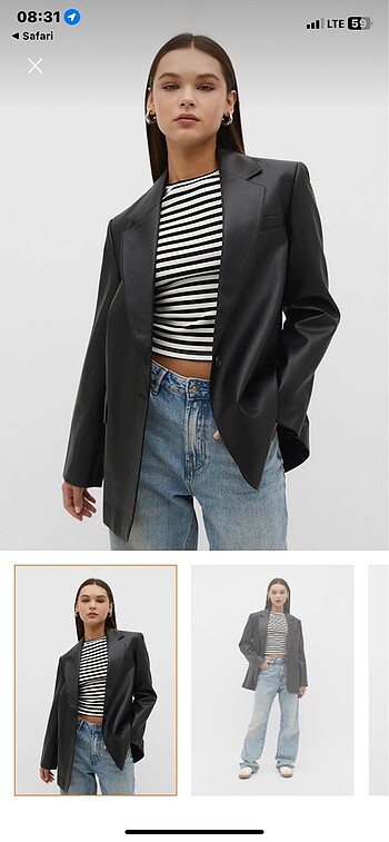 l Beden STRADIVARIUS DERİ BLAZER CEKET