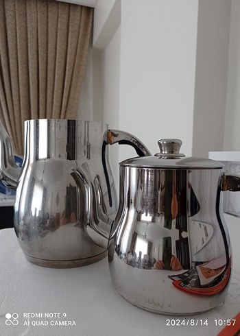 Gri Beyaz Çelik Çaydanlık Seti - Görsel 4