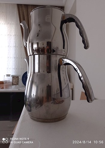 Gri Beyaz Çelik Çaydanlık Seti - Görsel 3