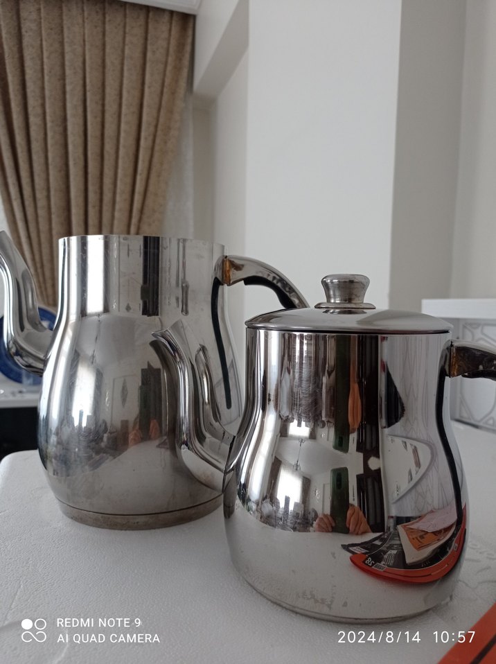 Gri Beyaz Çelik Çaydanlık Seti - Görsel 4