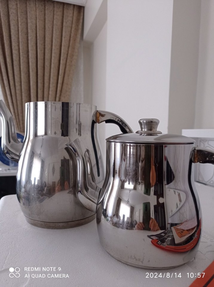 Gri Beyaz Çelik Çaydanlık Seti - Görsel 2