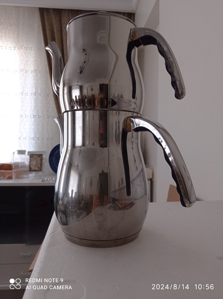 Gri Beyaz Çelik Çaydanlık Seti - Görsel 3